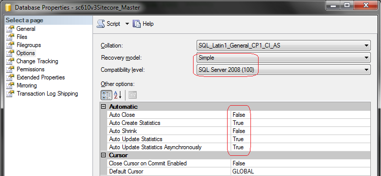 database properties